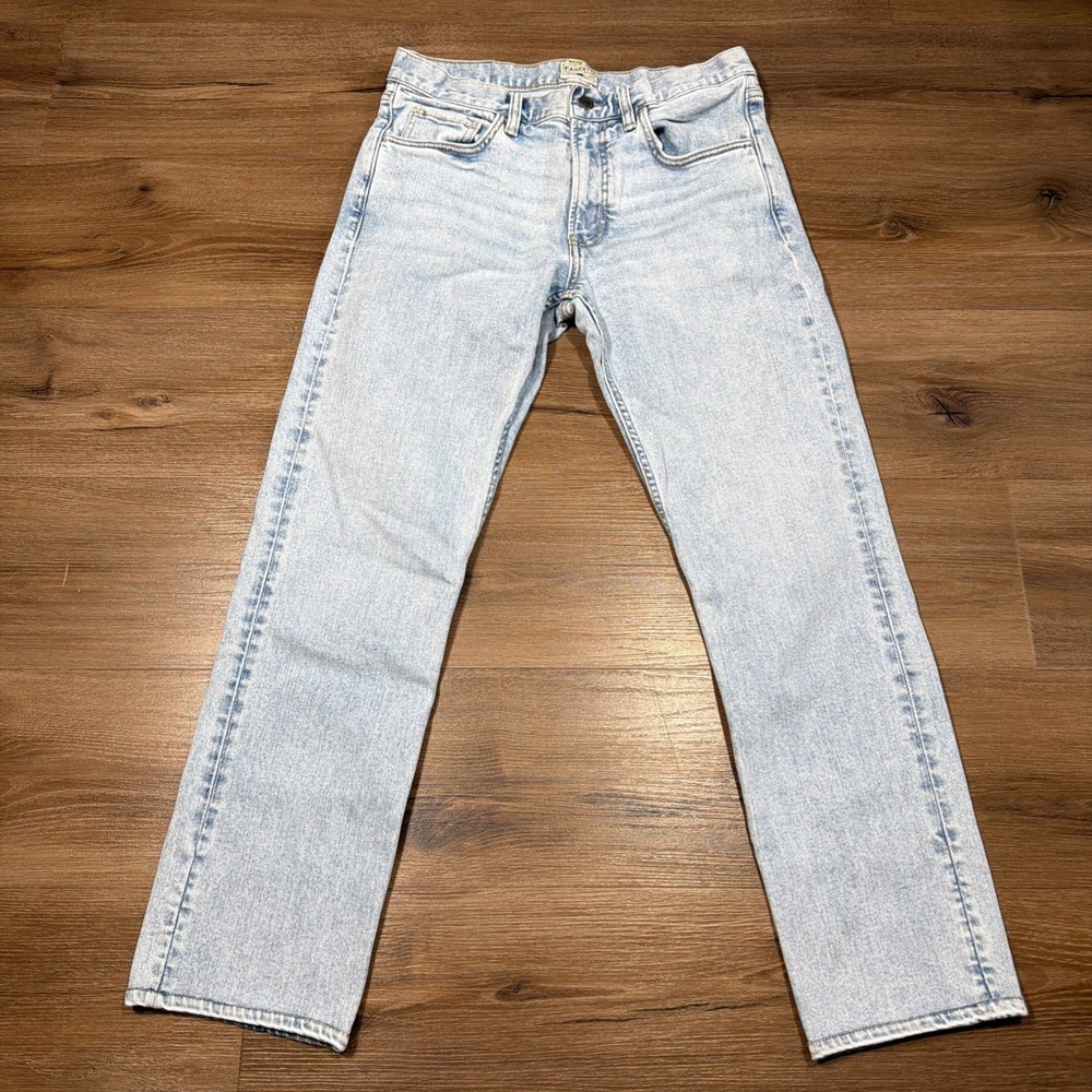 Faherty Men's 30x30 Jeans Feel Good Special Weave Denim Blue Light Wash Straight